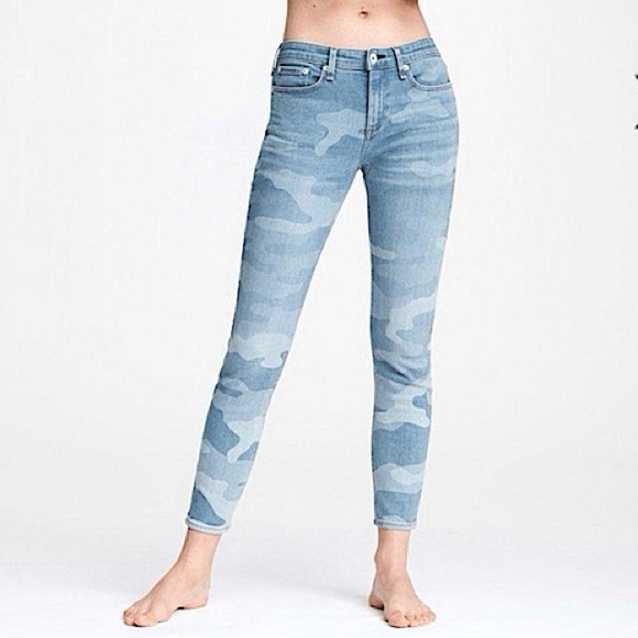 Rag & Bone CateMid Rise Faded Camo Cigarette Ankle Skinny Jeans blue - Picture 1 of 12